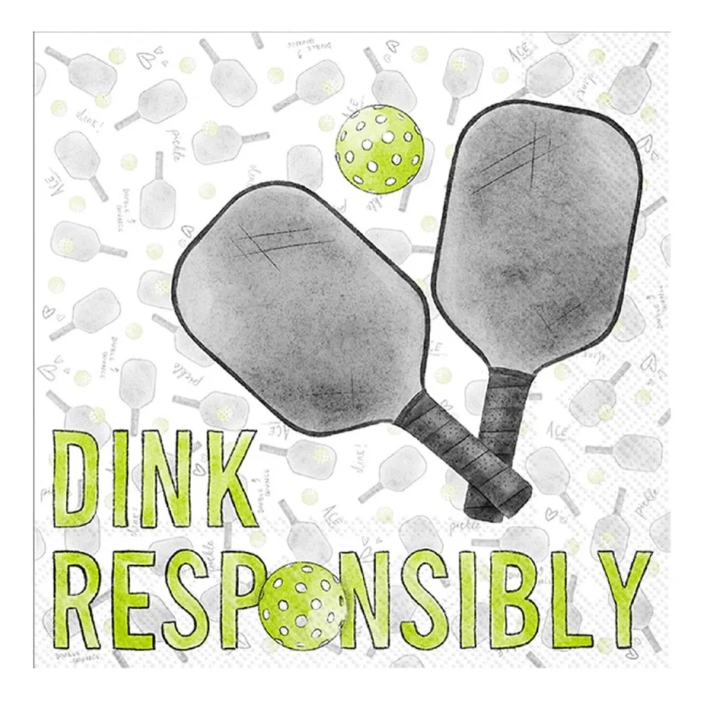 Boston International Pickleball Dink Responsibly Cocktail Beverage Napkins, 40ct